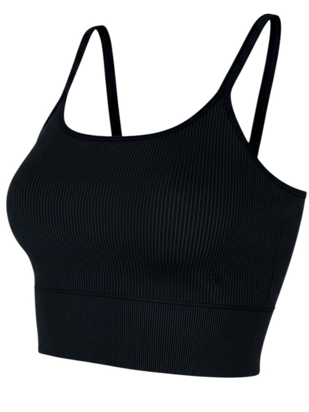 Lululemon Black Ribbed Crop Tank Built In Bra NWOT Clean Girl Soft Athleisure 12